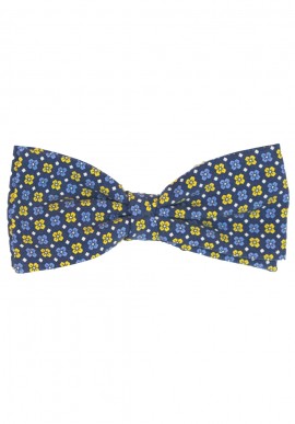 Papillon seta con fiori azzurri e gialli