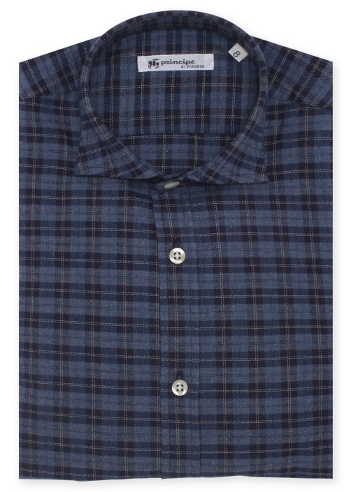 Camicia cotone garzato scozzese