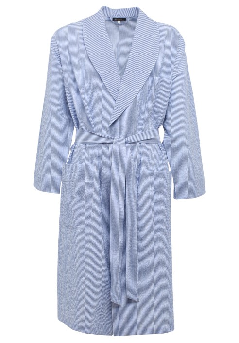 Vestaglia sciallata cotone seer sucker rigato