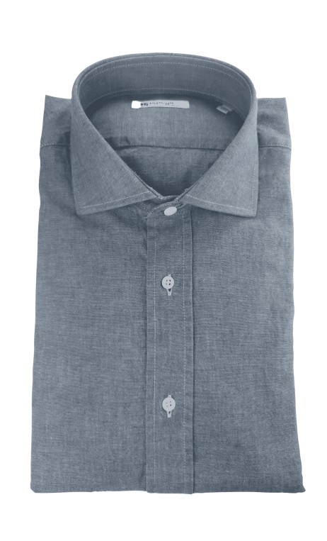 Camicia in cotone chambray unito